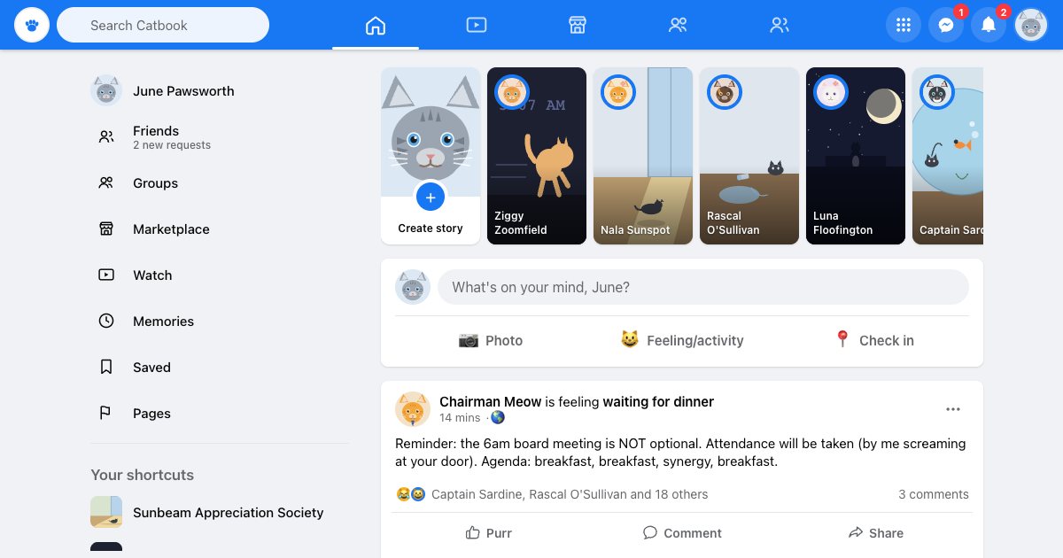 Screenshot of the Catbook demo