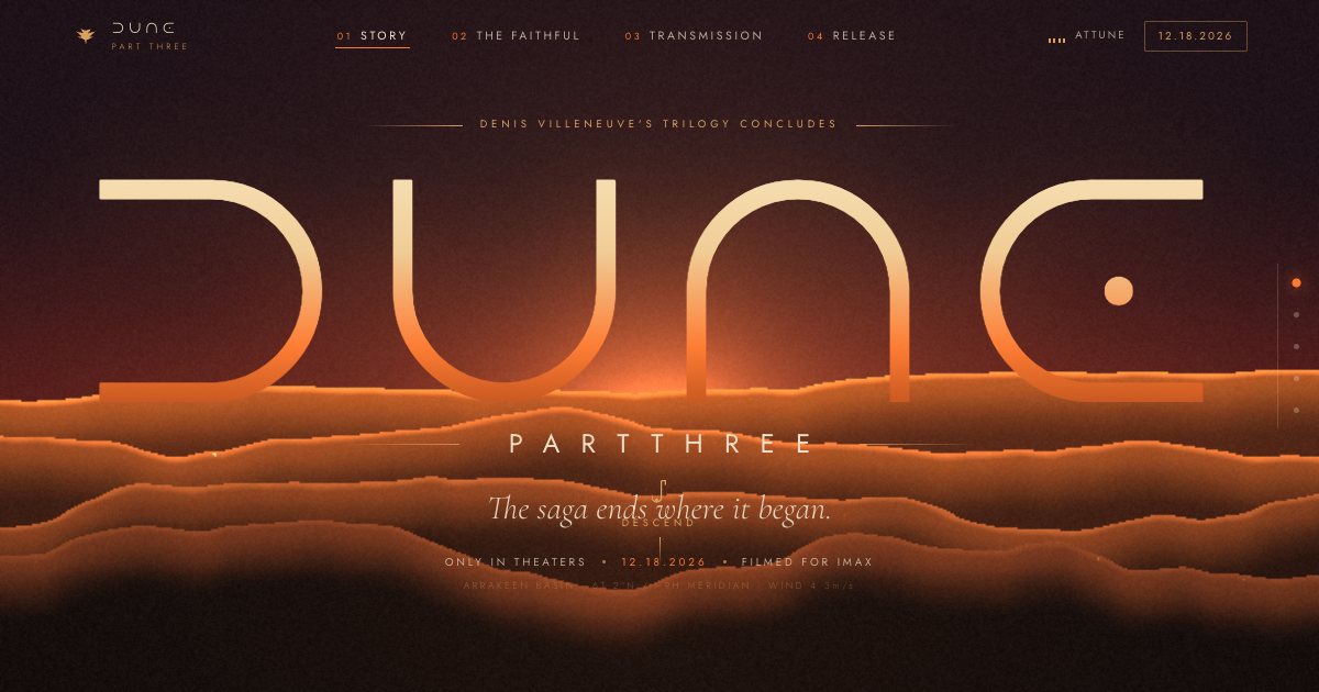 Screenshot of the Dune Landing Page demo