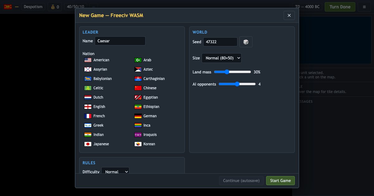 Screenshot of the Freeciv demo