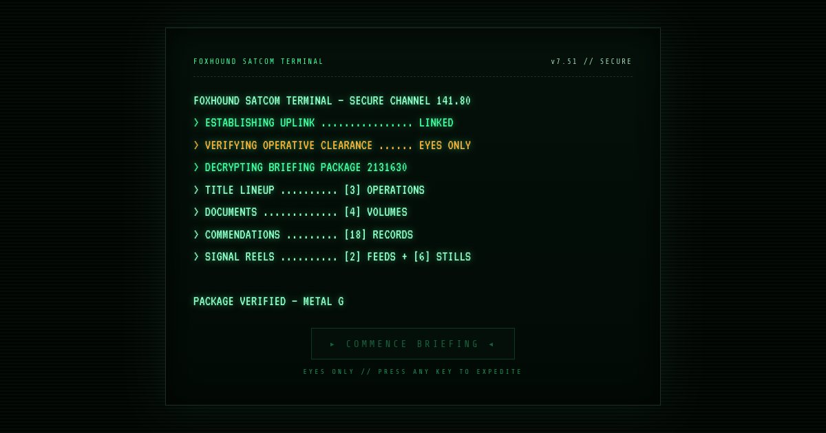 Screenshot of the Metal Gear Solid Landing Page demo