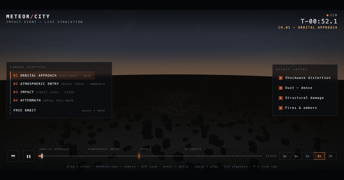 Screenshot of the Meteor City Impact demo