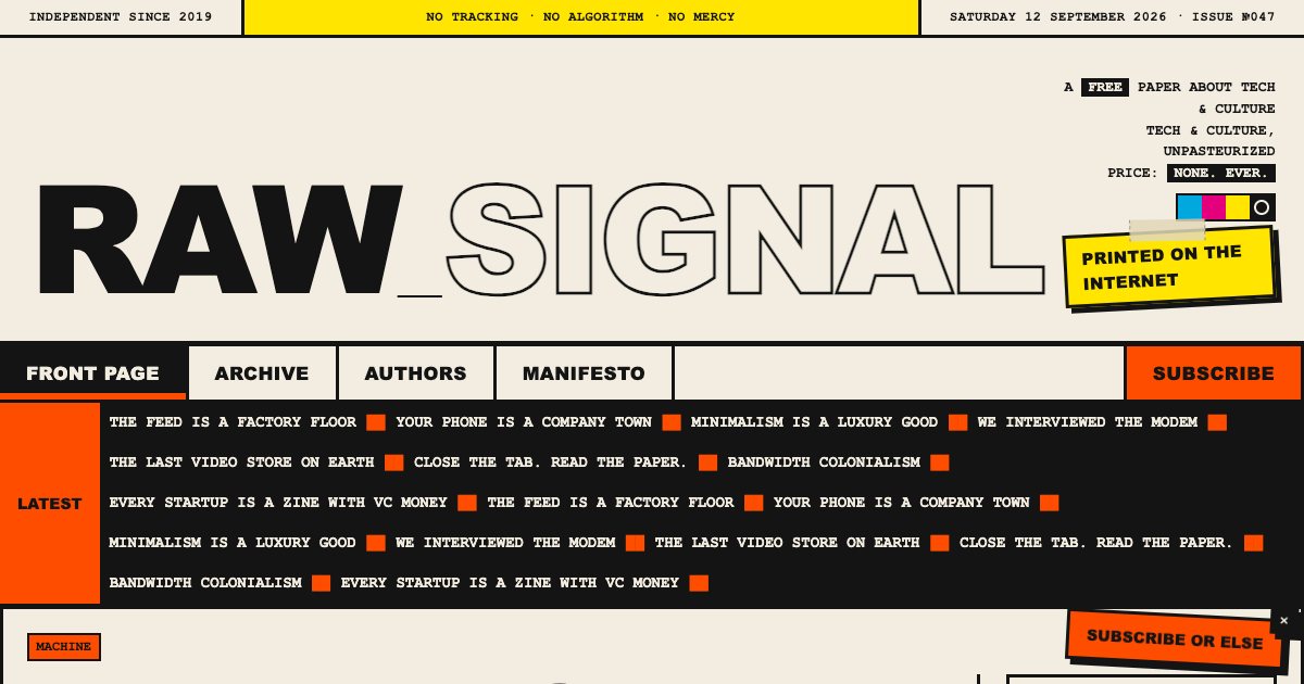 Screenshot of the Neo Brutalist Broadsheet demo