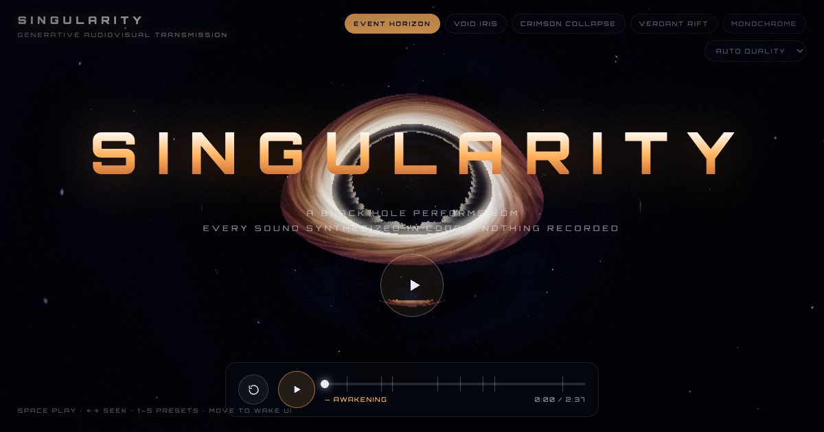 Screenshot of the Singularity Audio Visualizer demo