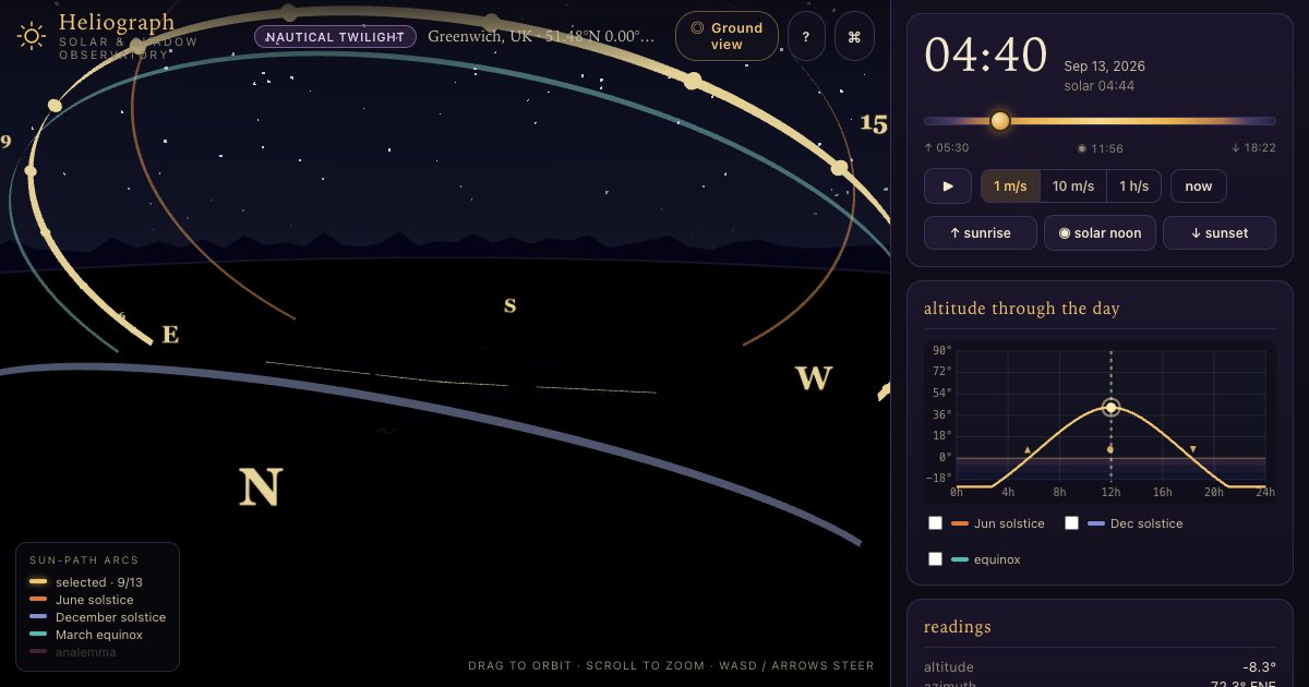 Screenshot of the Solar Shadow Visualizer demo