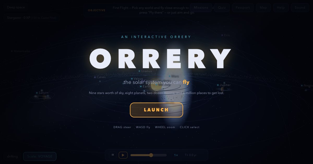 Screenshot of the Solar System demo