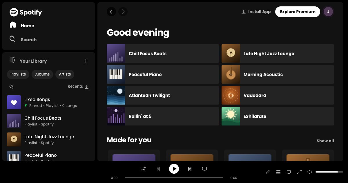 Screenshot of the Spotify demo