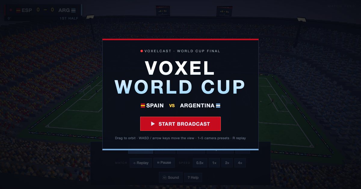 Screenshot of the Voxel World Cup demo