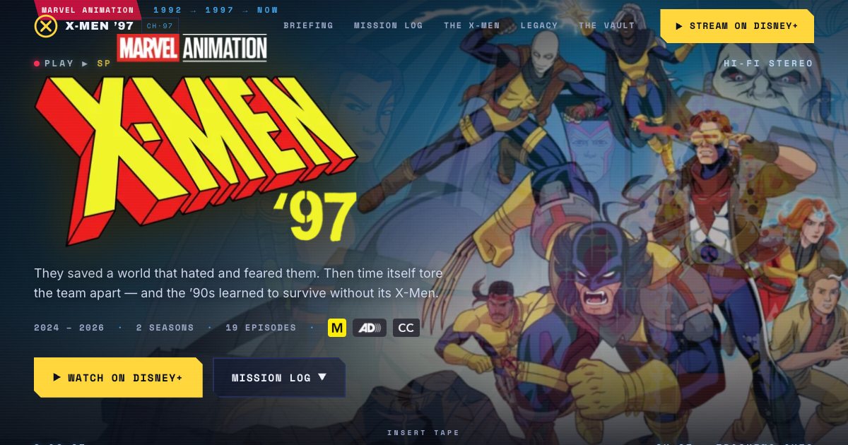Screenshot of the X Men 97 Landing Page demo